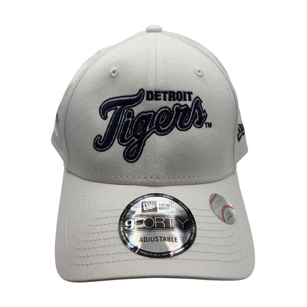 New Era 9FORTY Detroit Tigers Hat White Adjustable MLB Baseball Cap Ford Logo